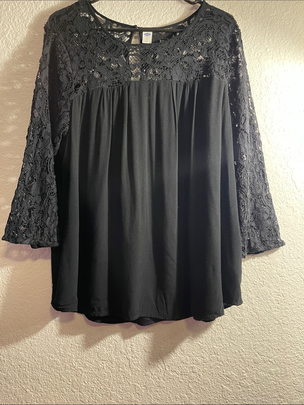 Black Lace Yoke Women's Blouse - (Brand: Unknown)